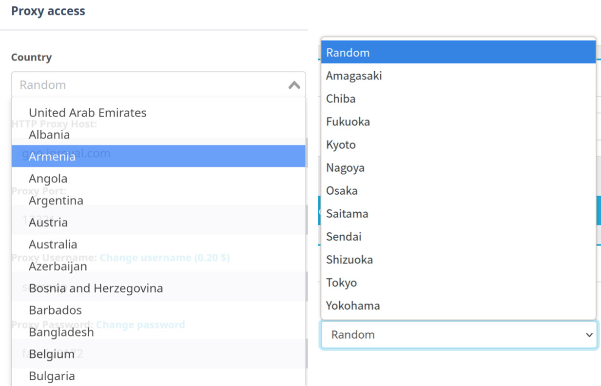 Figure 5. Users can specify the region, country, and even state when using IPRoyal’s residential proxy service